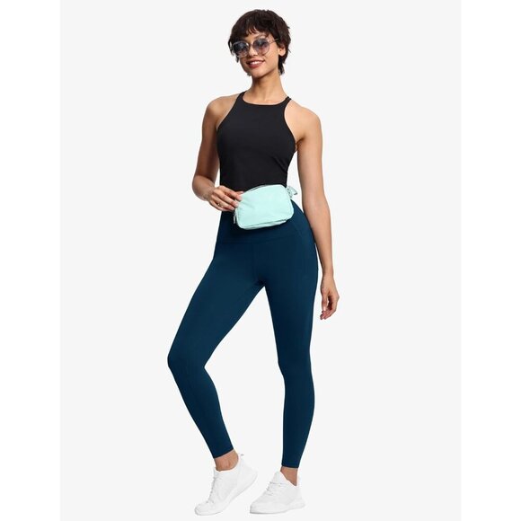 🆕Women Blue Tummy Control Leggings with Pockets High Waist Athletic Yoga Pants - Picture 5 of 6